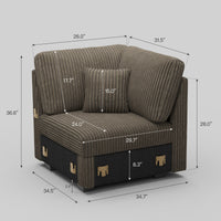 Mink-Brown-/-Corduroy-Module-Corner-Seat-dimension