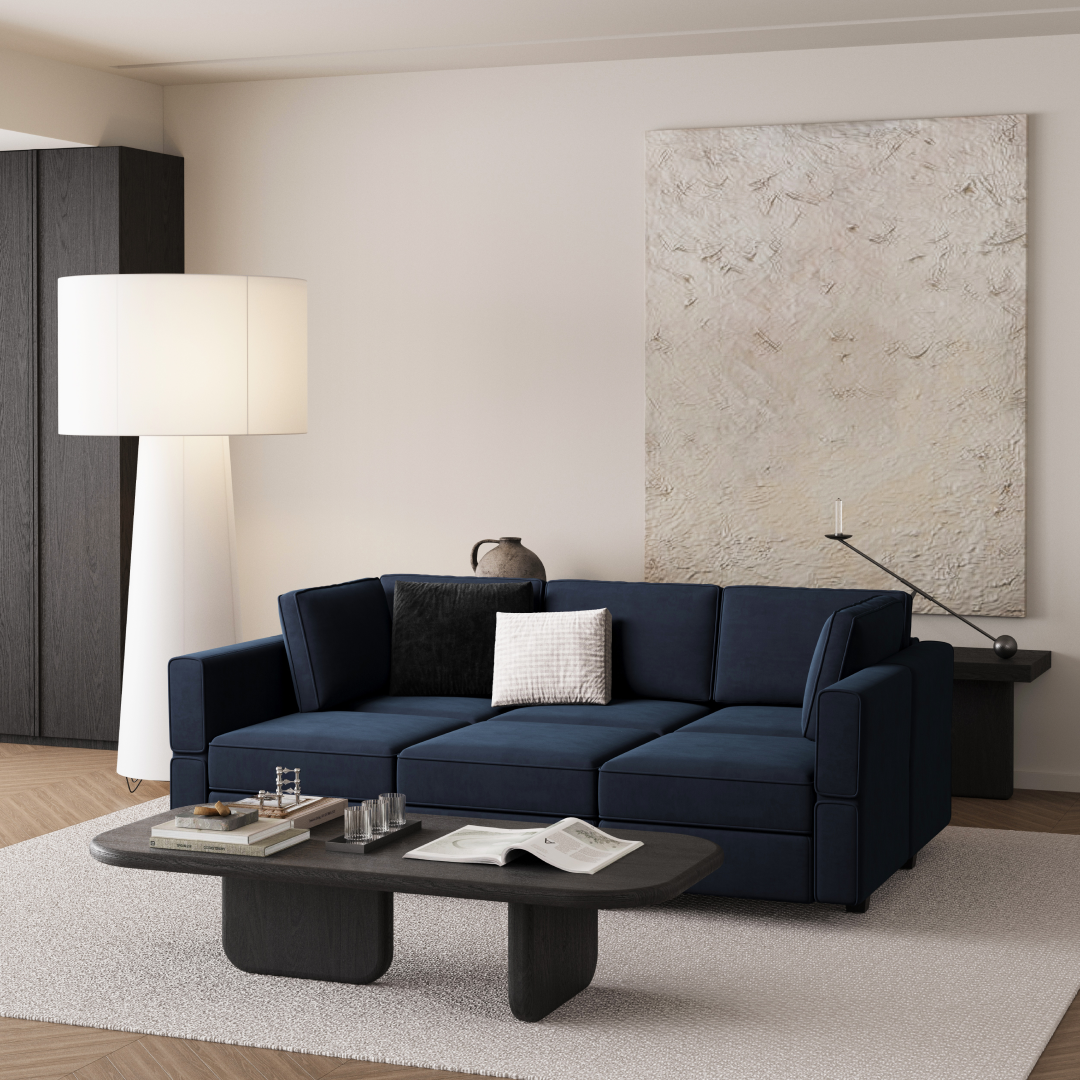 Soforia 6 Seats + 7 Sides Modular Velvet Sleeper Sofa with Storage Seat