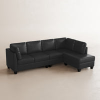 Sand-Black-/-Faux-Leather-4-Seat-Right-Chaise-Sectional