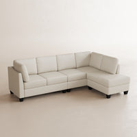 Shoji-White-/-Faux-Leather-4-Seat-Right-Chaise-Sectional