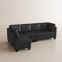 Sand-Black-/-Faux-Leather-4-Seat-Left-Chaise-Sectional