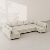 Shoji-White-/-Faux-Leather-12-Seat-U-Shaped-Pit-Sectional