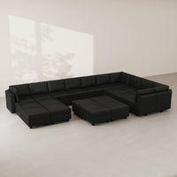 Sand-Black-/-Faux-Leather-21-Seat-U-Shaped-Sectional