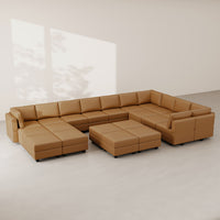 Driftwood-Brown-/-Faux-Leather-21-Seat-U-Shaped-Sectional