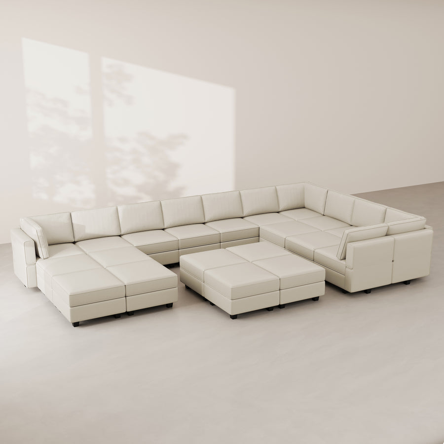 Shoji-White-/-Faux-Leather-21-Seat-U-Shaped-Sectional