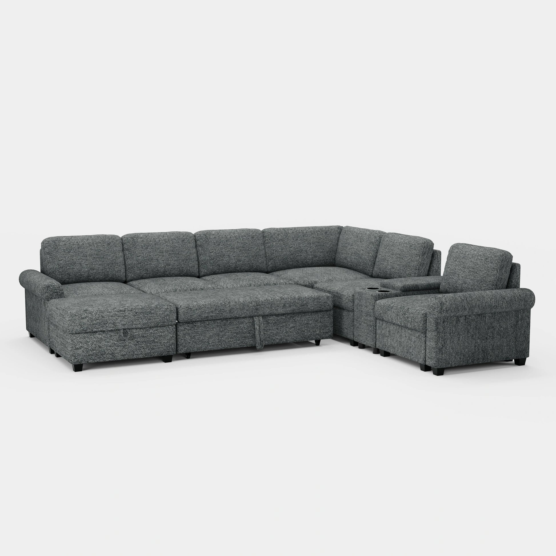 Silver-Grey-/-Chenille-6-Seats-Pullout-Sectional-with-Console