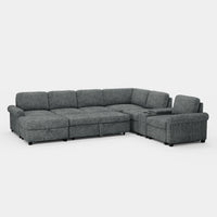 Silver-Grey-/-Chenille-7-Seat-U-Shaped-Pullout-Sectional-with-Console