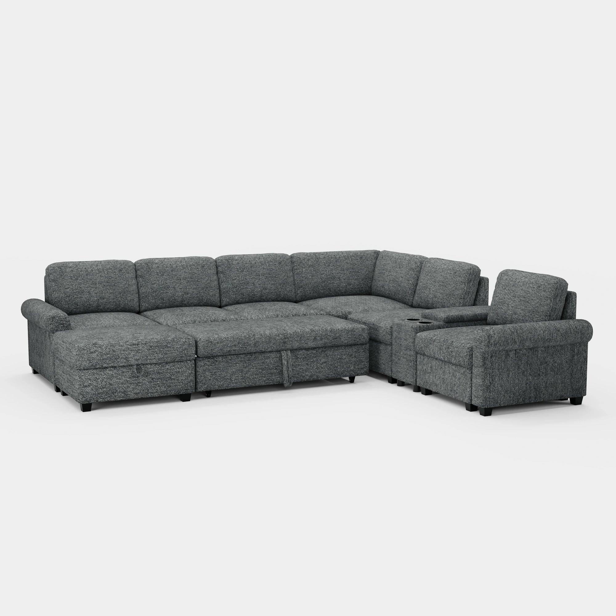 Silver-Grey-/-Chenille-6-Seats-Pullout-Sectional-with-Console