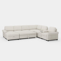 Misty-White-/-Chenille-7-Seat-U-Shaped-Pullout-Sectional-with-Console