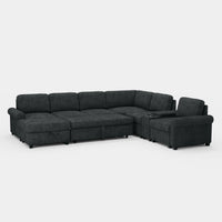 Graphite-Grey-/-Chenille-7-Seat-U-Shaped-Pullout-Sectional-with-Console
