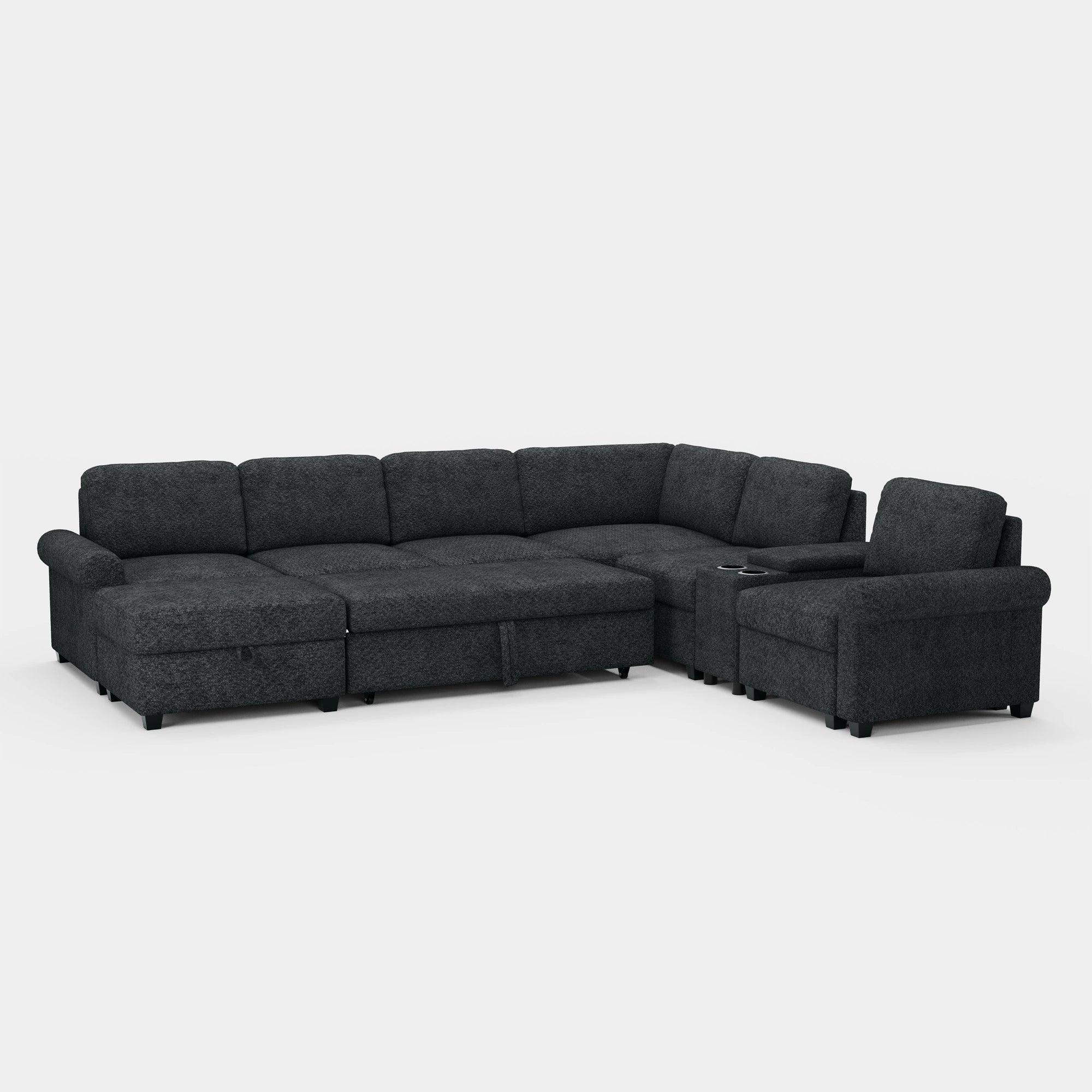 Graphite-Grey-/-Chenille-6-Seats-Pullout-Sectional-with-Console