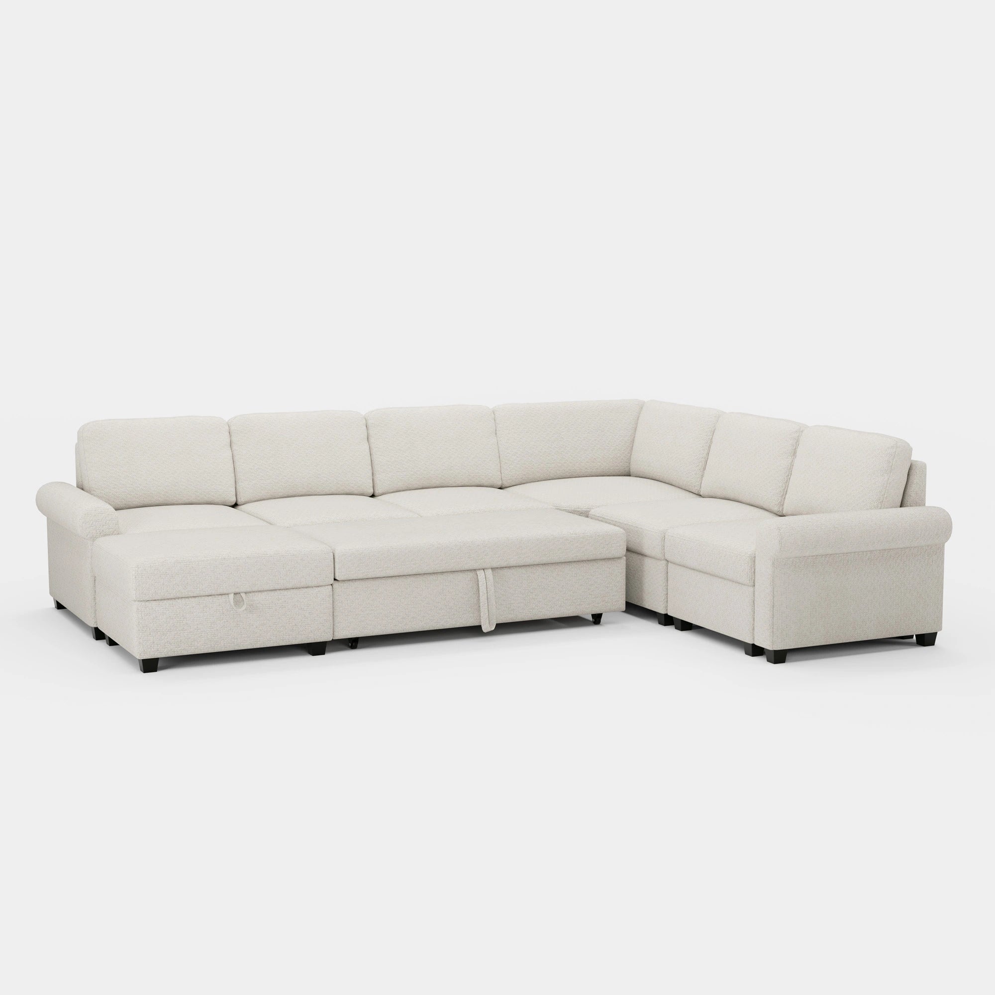 Misty-White-/-Chenille-6-Seats-Pullout-Sectional