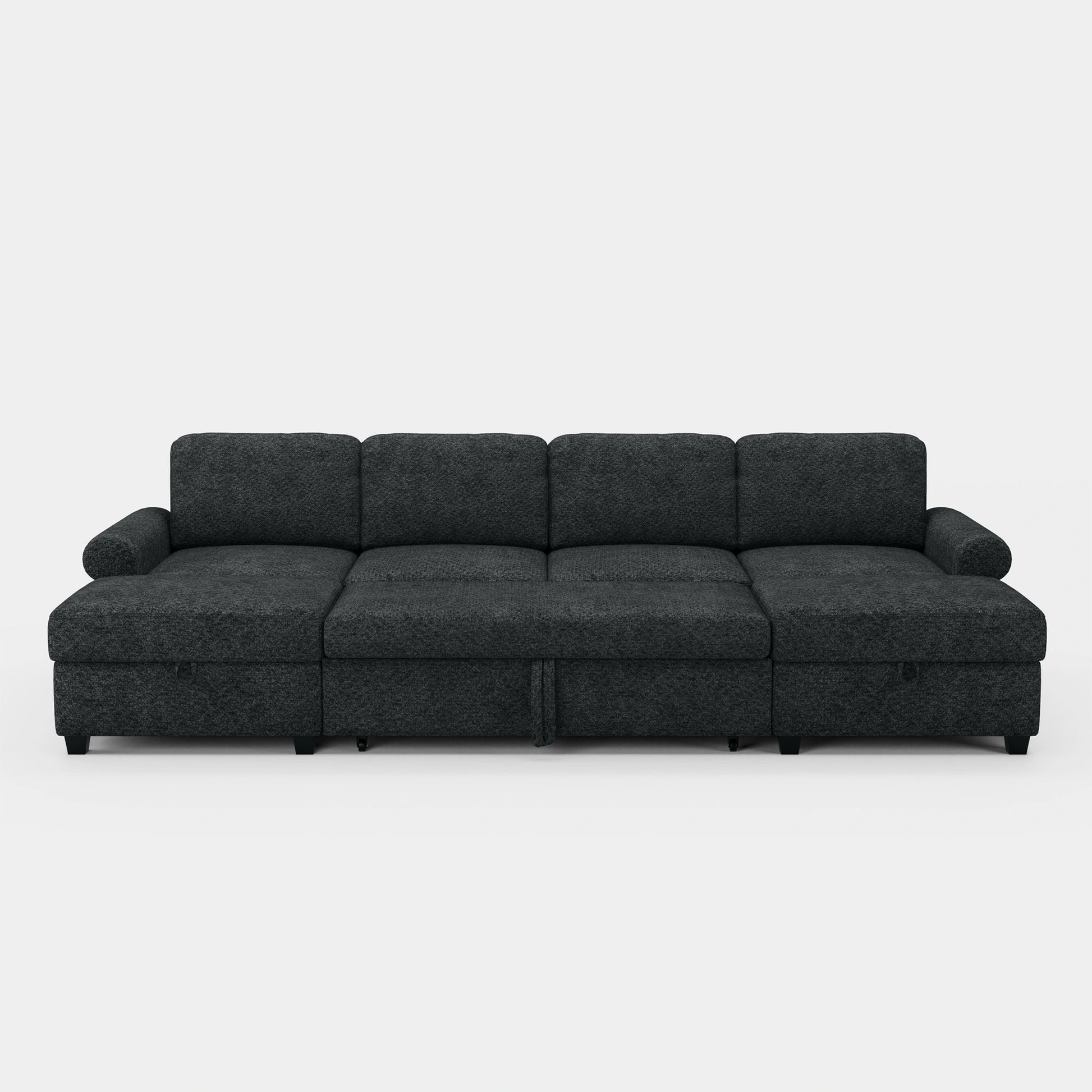 Graphite-Grey-/-Chenille-4-Seats-Pullout-U-Shaped-Sectional