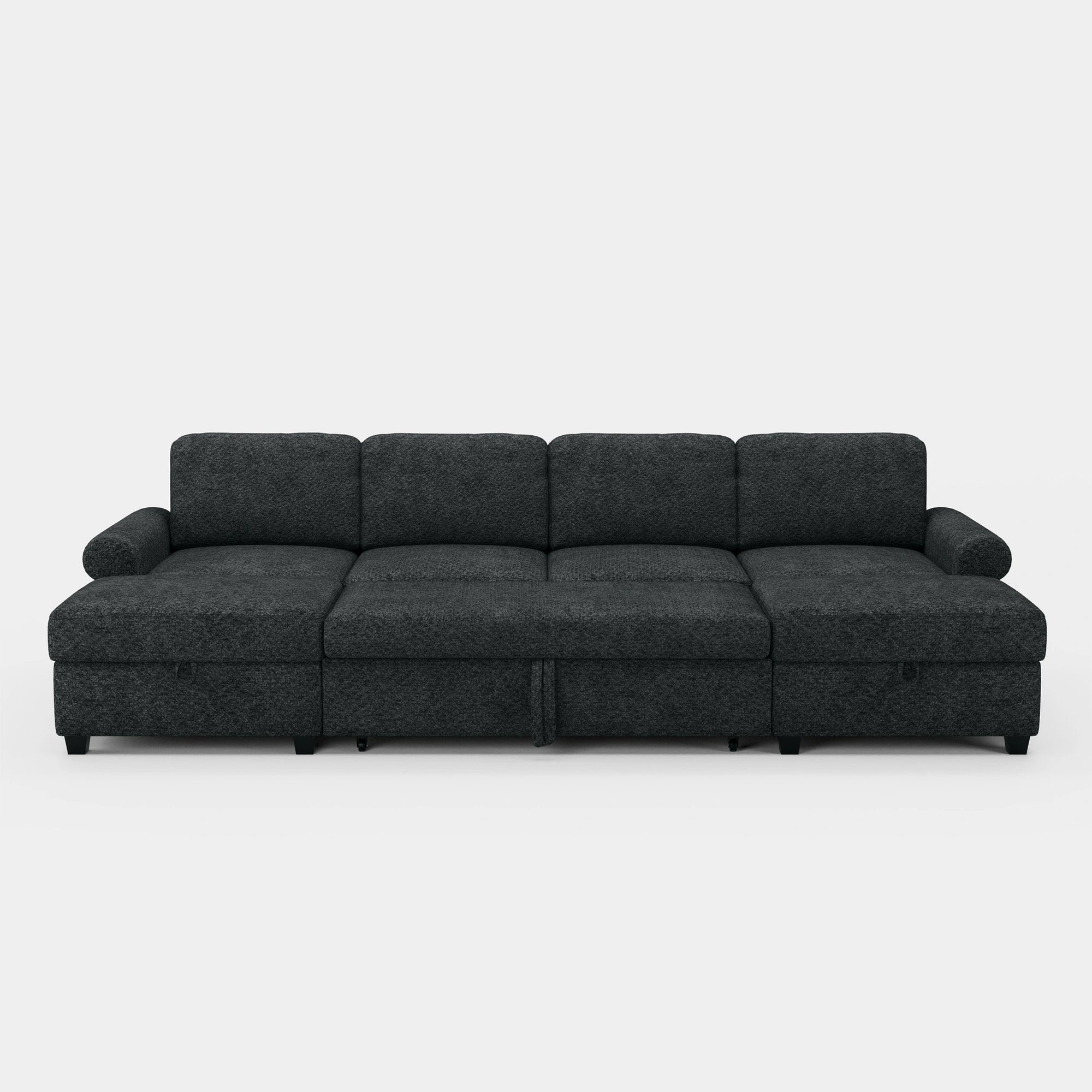 Graphite-Grey-/-Chenille-4-Seats-Pullout-U-Shaped-Sectional