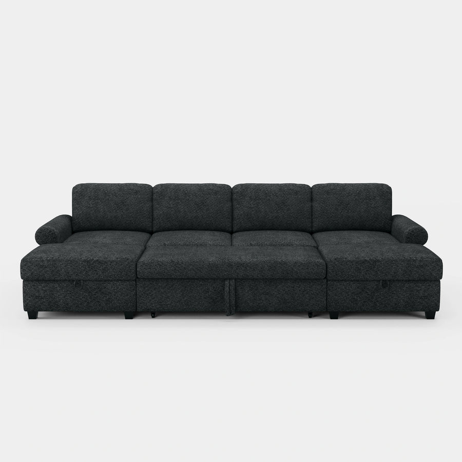 Graphite-Grey-/-Chenille-6-Seat-U-Shaped-Pullout-Sectional