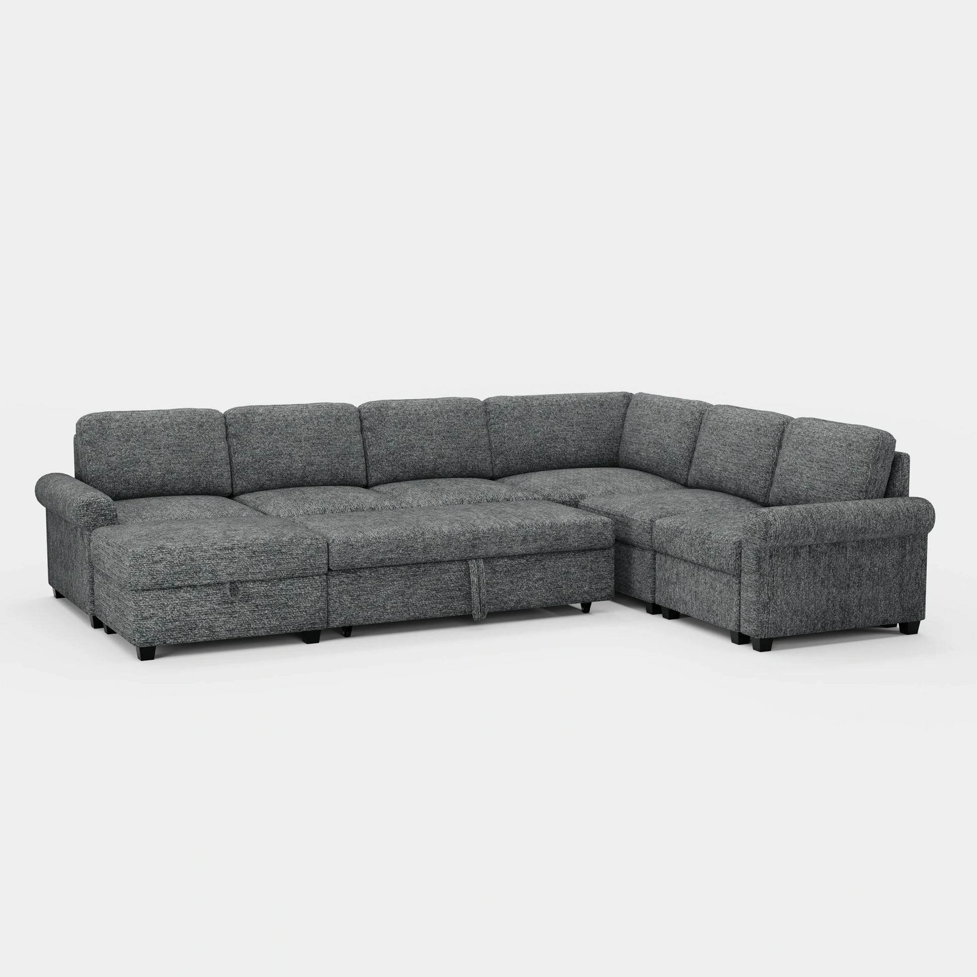 Silver-Grey-/-Chenille-6-Seats-Pullout-Sectional