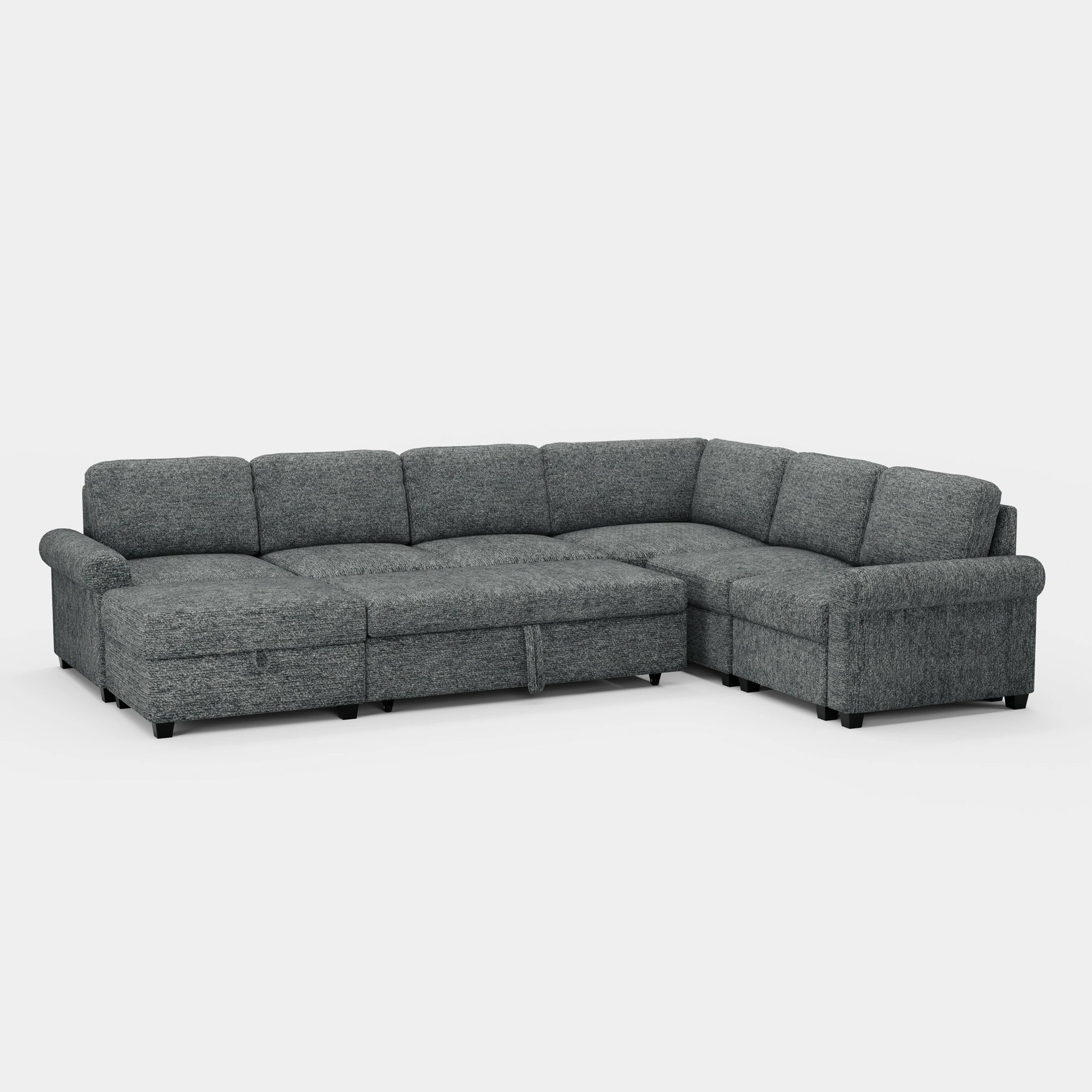 Silver-Grey-/-Chenille-6-Seats-Pullout-Sectional