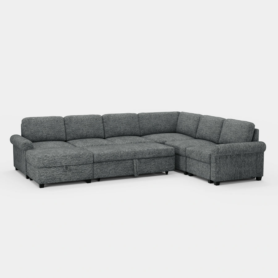 Silver-Grey-/-Chenille-7-Seat-U-Shaped-Pullout-Sectional