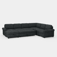 Graphite-Grey-/-Chenille-7-Seat-U-Shaped-Pullout-Sectional