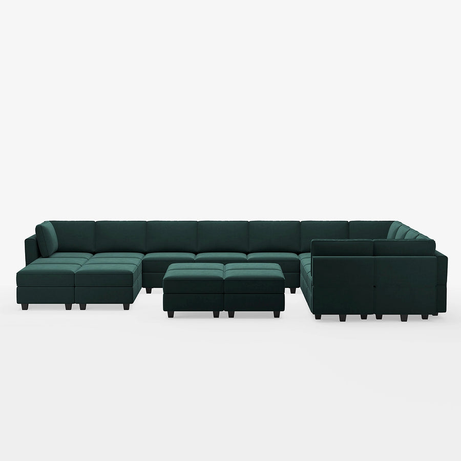 Pine-Green-/-Velvet-21-Seat-U-Shaped-Sectional