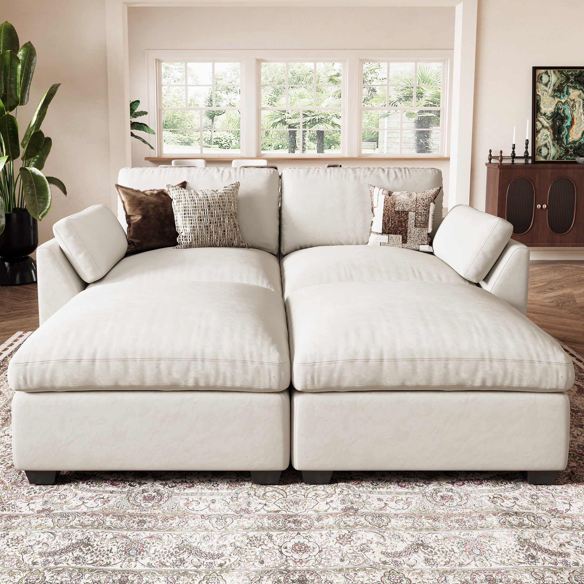 Uteeran Oversized Cloud 4 Seats Sleeper Sofa