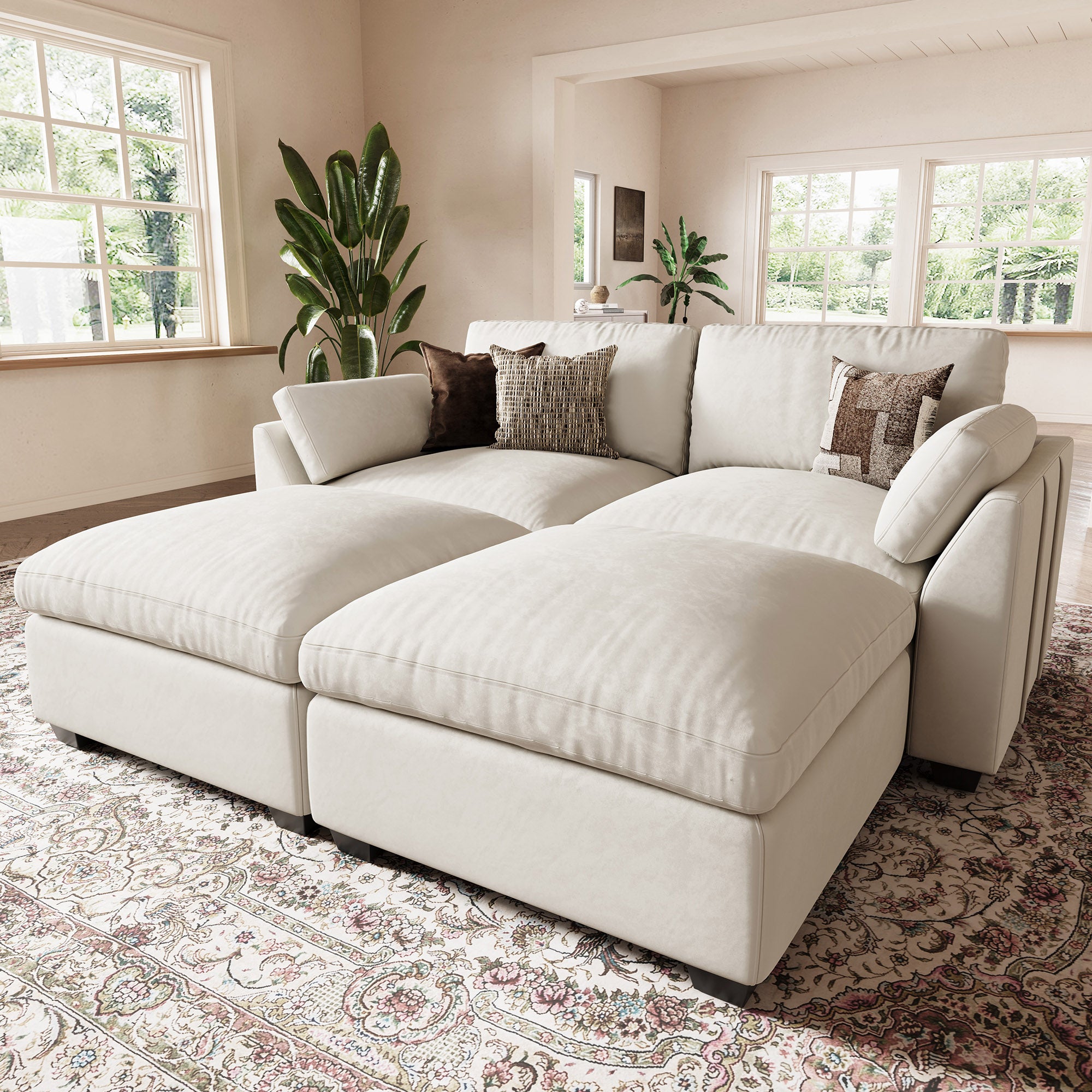 Uteeran Oversized Cloud 4 Seats Sleeper Sofa