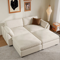 Cosmic-Latte-/-Velvet-4-Seat-Pit-Sectional