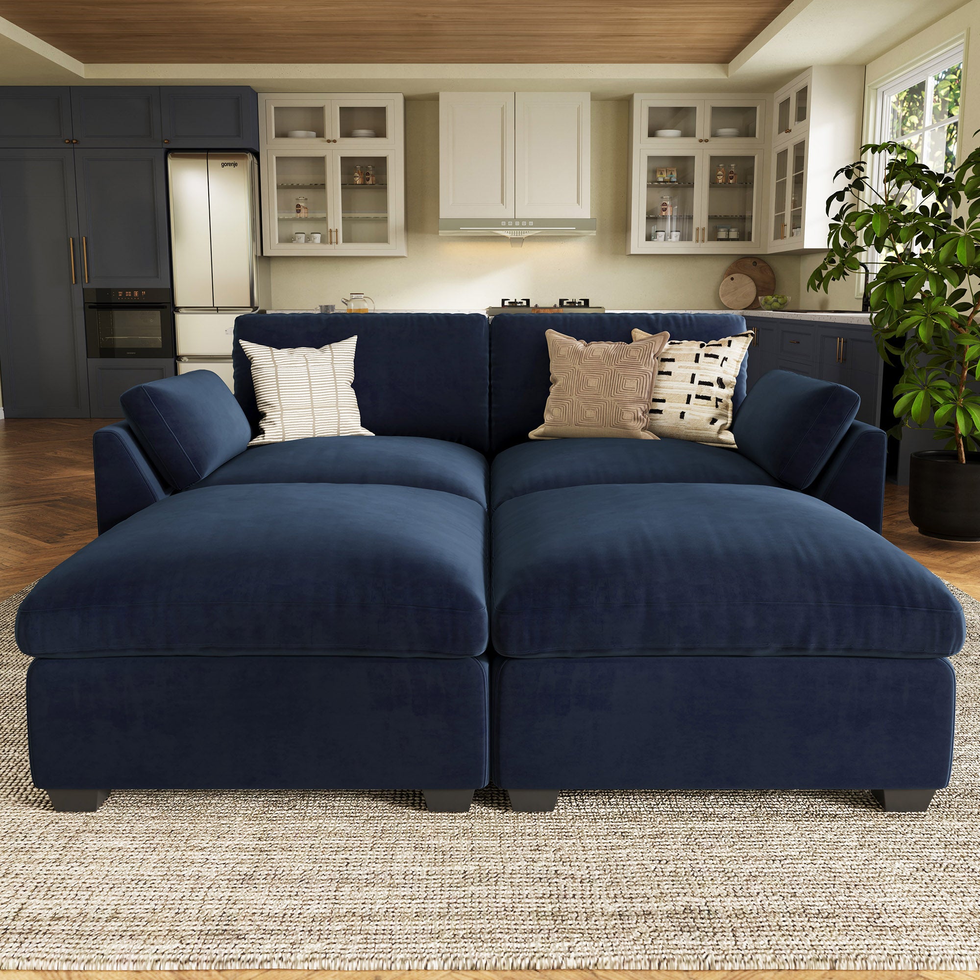 Uteeran Oversized Cloud 4 Seats Sleeper Sofa
