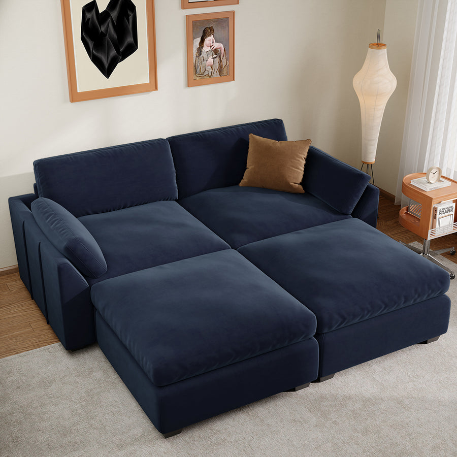 Navy-Blue-/-Velvet-4-Seat-Pit-Sectional