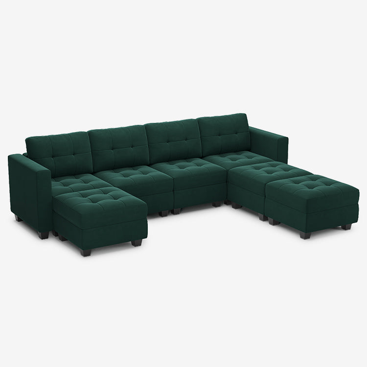 Belffin 7 Seats + 6 Sides Modular Velvet Tufted Sofa with Storage Seat