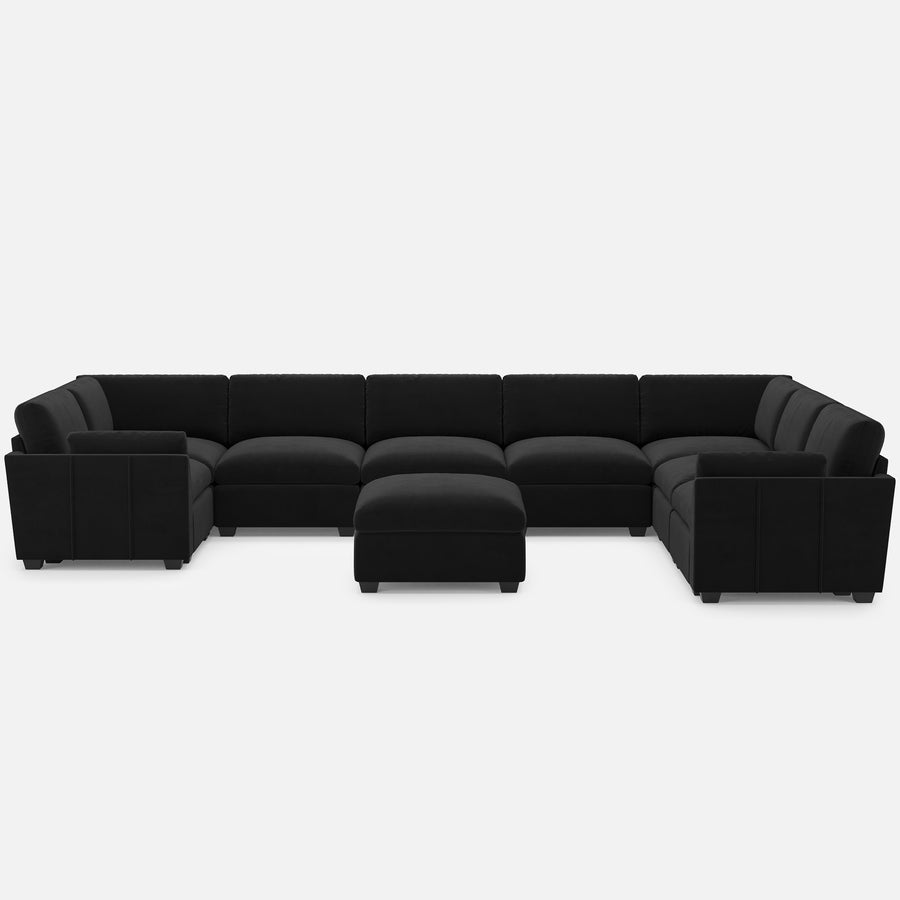 Midnight-Black-/-Velvet-9-Seat-U-Shaped-Sectional-with-Ottoman