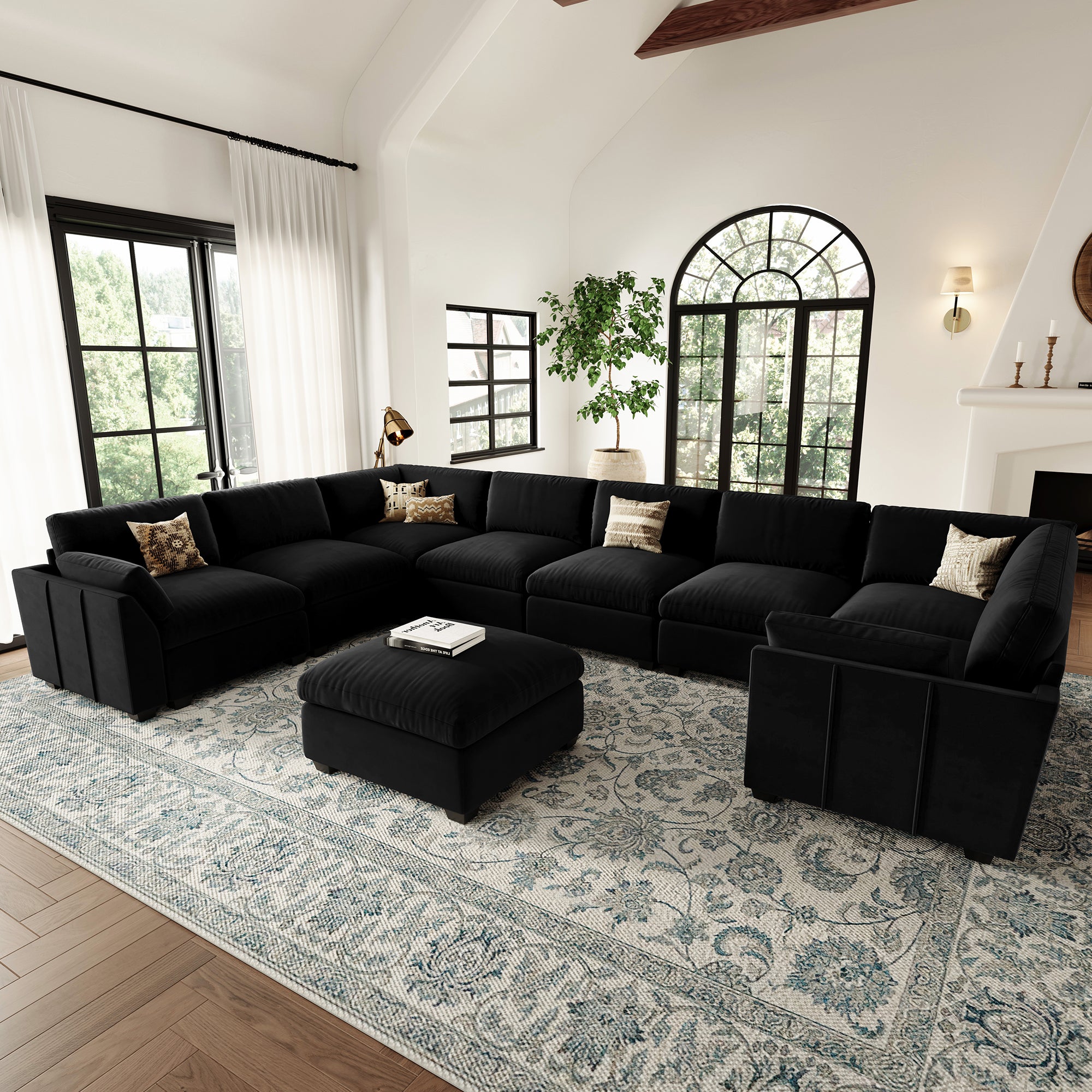 Uteeran Oversized Cloud 8 Seats Sofa with Ottoman