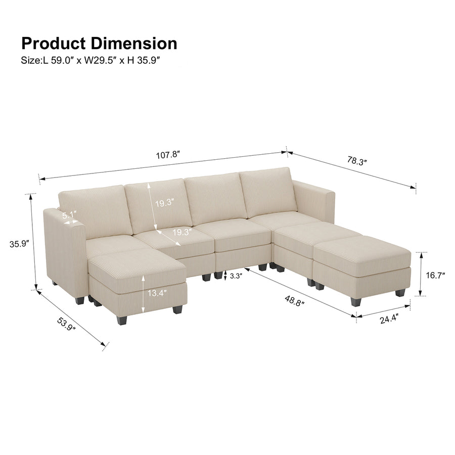 Ivory-Beige-/-Corduroy-7-Seat-U-Shaped-Open-Sectional-dimension