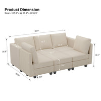 Ivory-Beige-/-Corduroy-6-Seat-Pit-Sectional-dimension