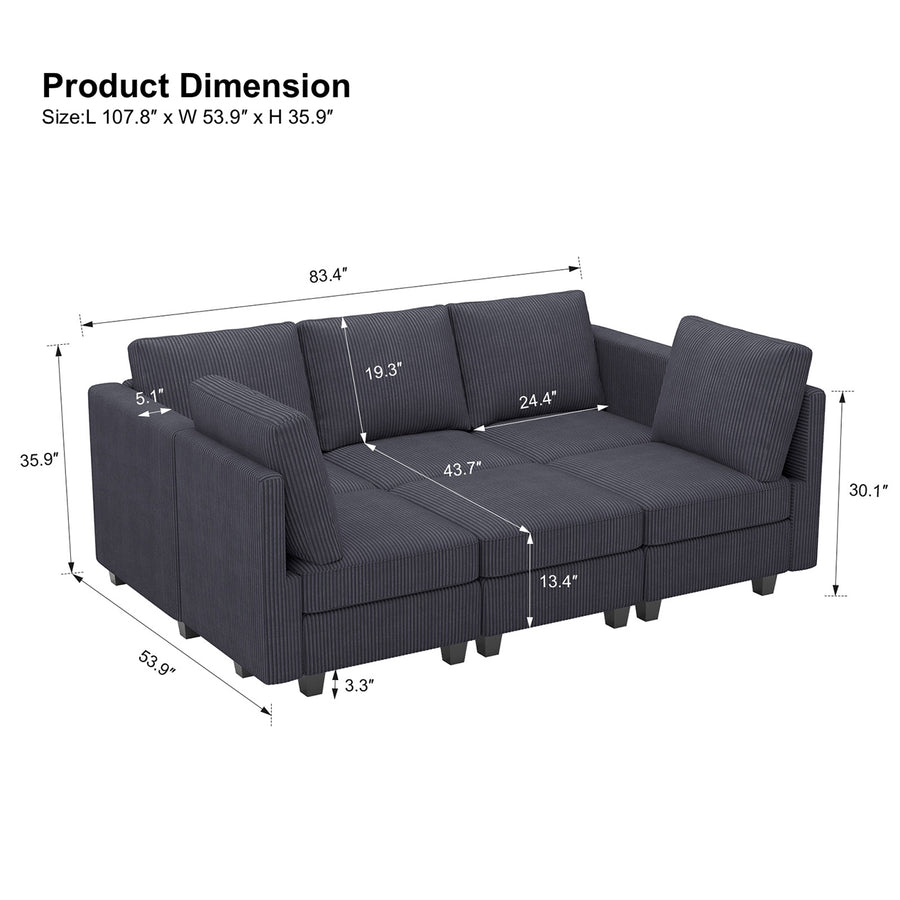 Pewter-Grey-/-Corduroy-6-Seat-Pit-Sectional-dimension