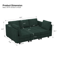 Seaweed-Green-/-Corduroy-6-Seat-Pit-Sectional-dimension
