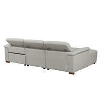 Mist-Gray-/-Genuine-Leather-3-Seat-Left-Chaise-Sectional