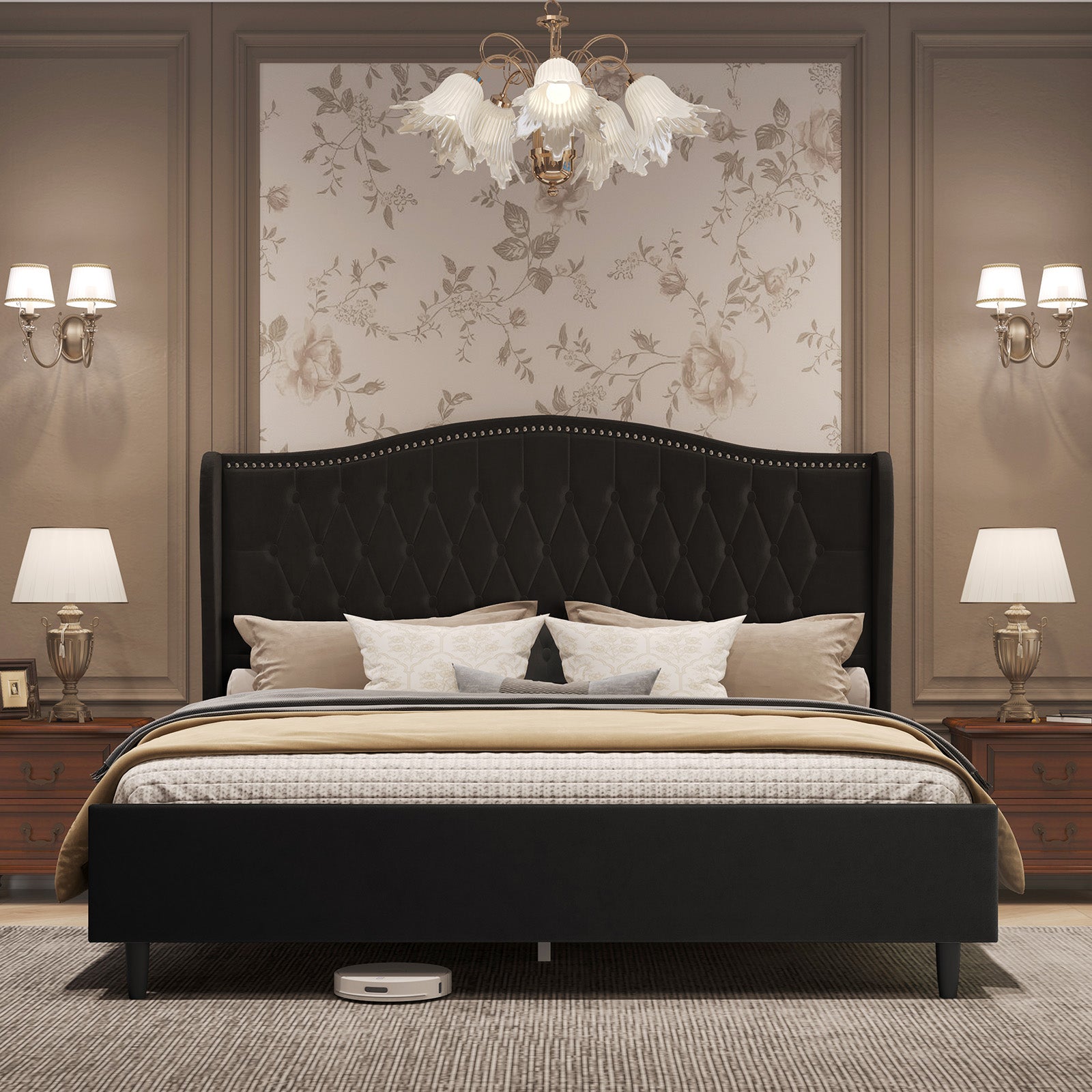 Margot Tufted Velvet Wingback Bed
