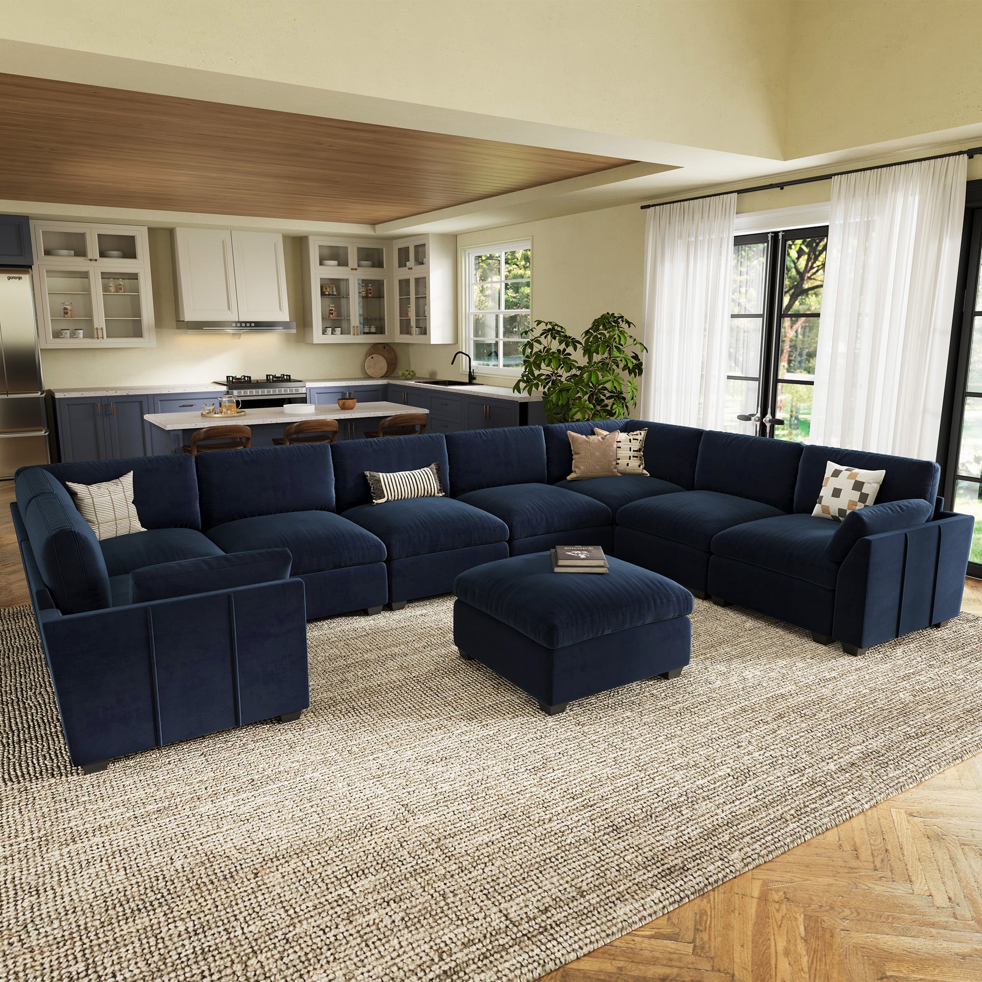 Uteeran Oversized Cloud 8 Seats Sofa with Ottoman