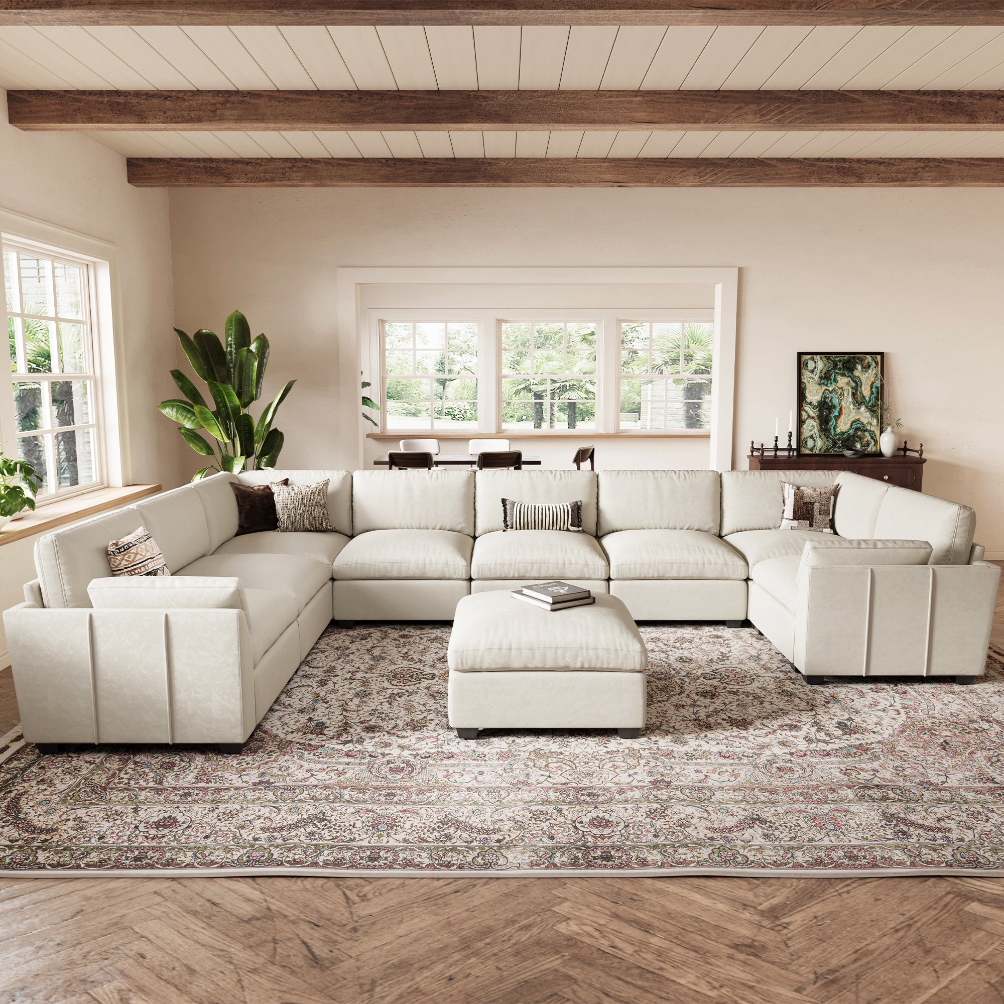 Uteeran Oversized Cloud 8 Seats Sofa with Ottoman