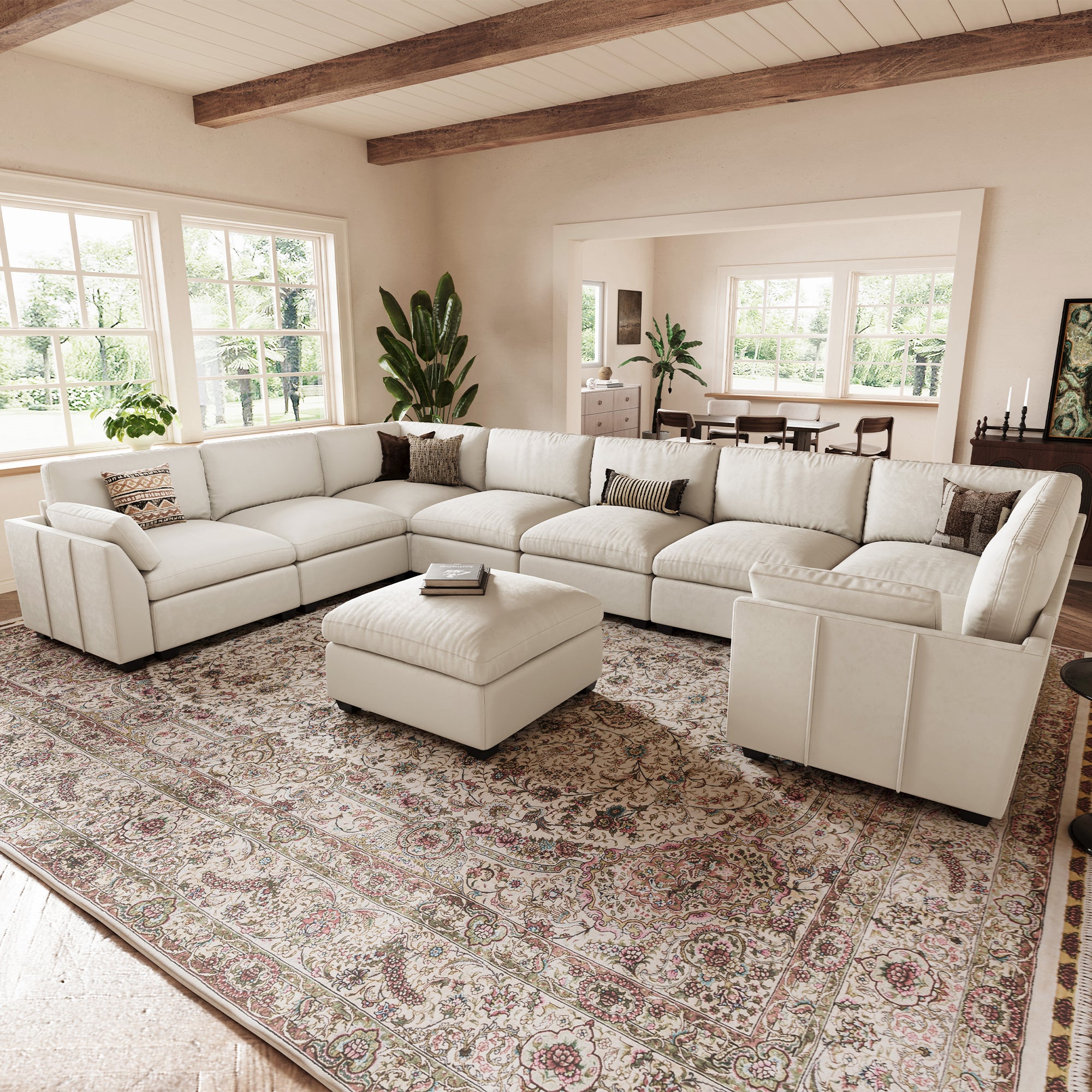 Uteeran Oversized Cloud 8 Seats Sofa with Ottoman