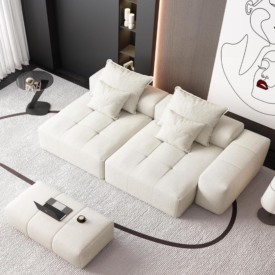 Oatmeal-Beige-/-Chenille-Loveseat