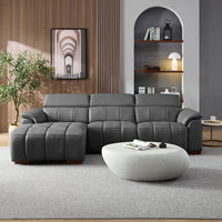 Corporate-Gray-/-Genuine-Leather-3-Seat-Left-Chaise-Sectional