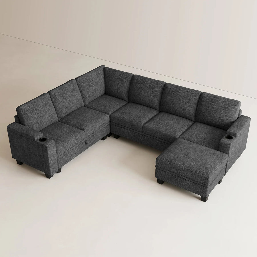 Graphite-Grey-/-Chenille-7-Seat-U-Shaped-Sectional
