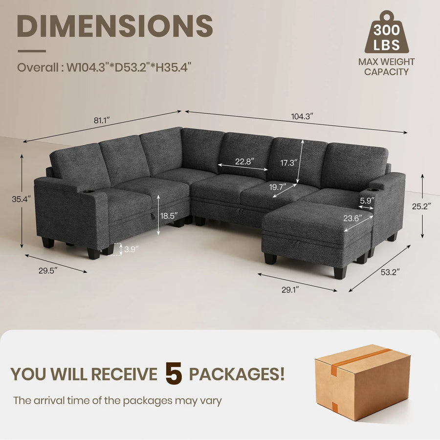 Graphite-Grey-/-Chenille-7-Seat-U-Shaped-Sectional-dimension