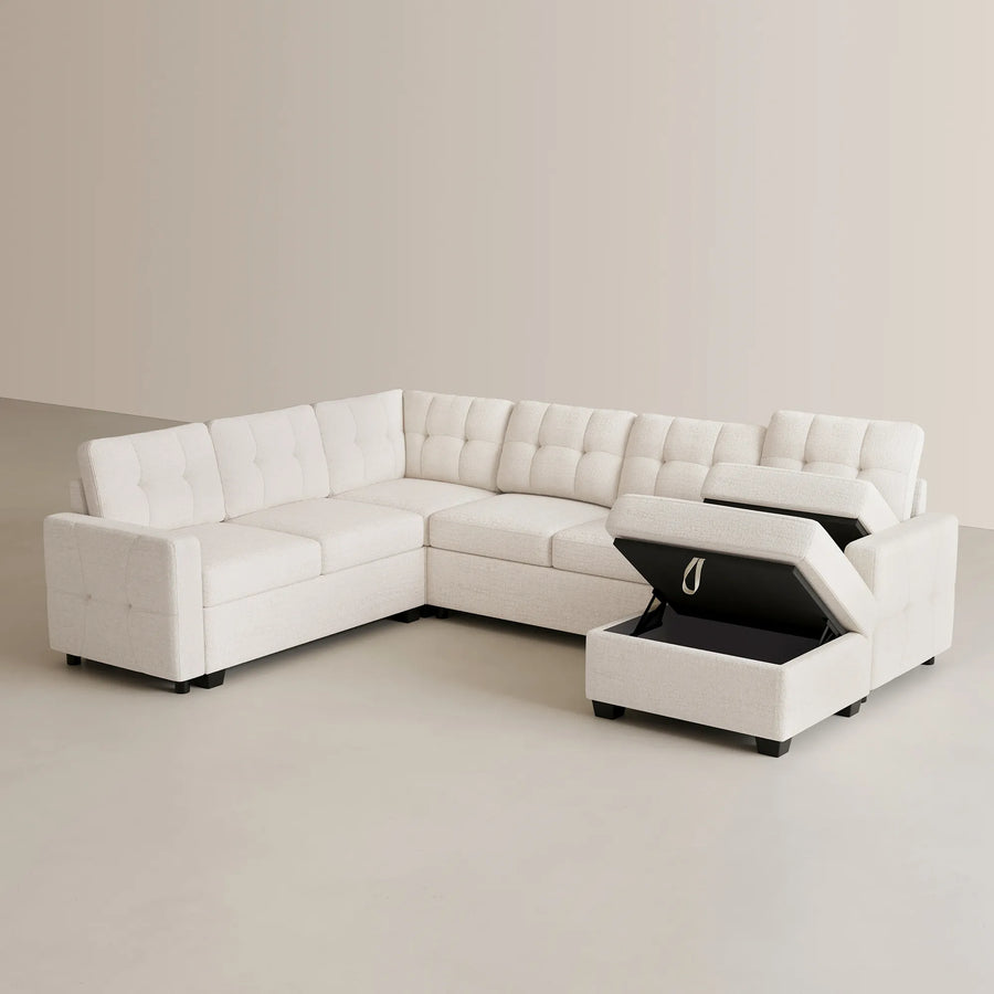 misty-white-/-chenille-7-Seat-U-Shaped-Pullout-Sectional