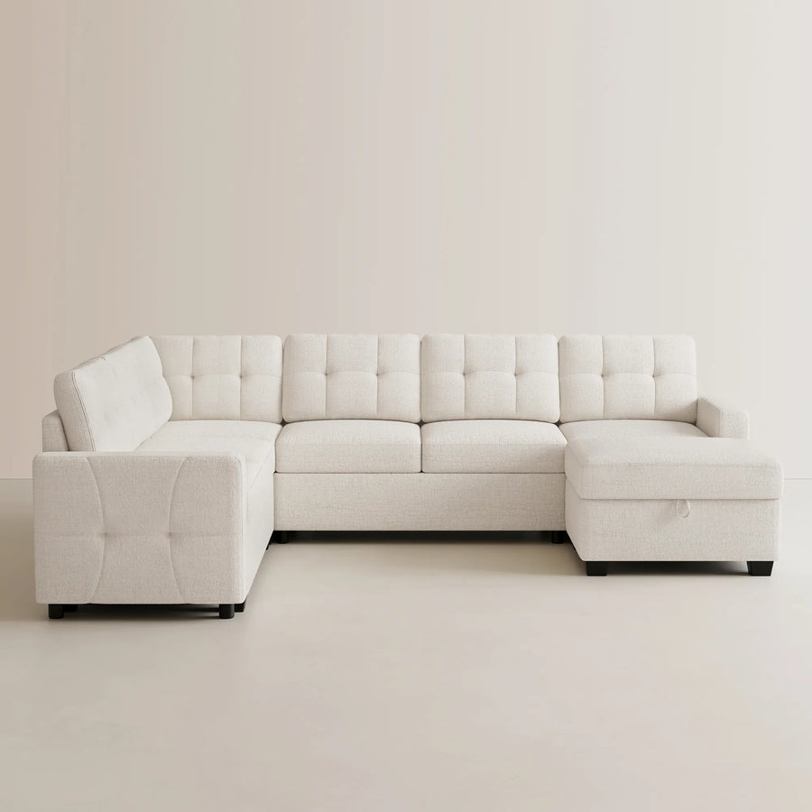 misty-white-/-chenille-7-Seat-U-Shaped-Pullout-Sectional