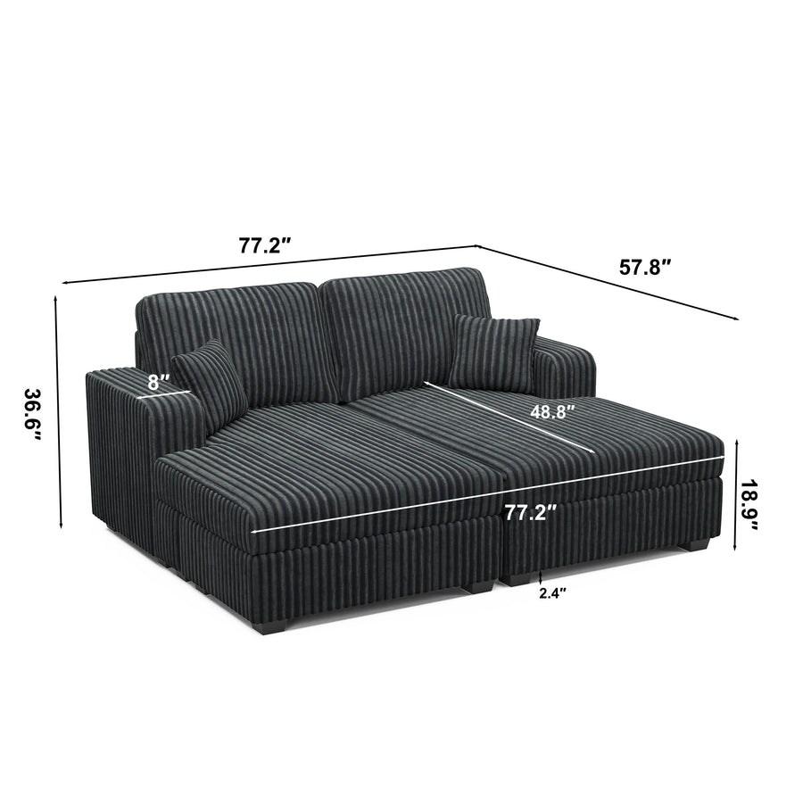 Shadow-Charcoal-/-Corduroy-Double-Chaise-Loveseat-dimension