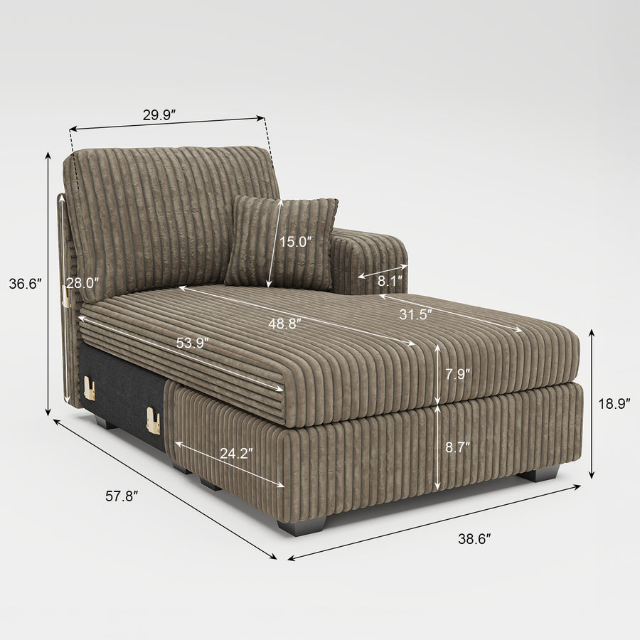 Mink-Brown-/-Corduroy-Module-Right-Arm-Chaise-dimension