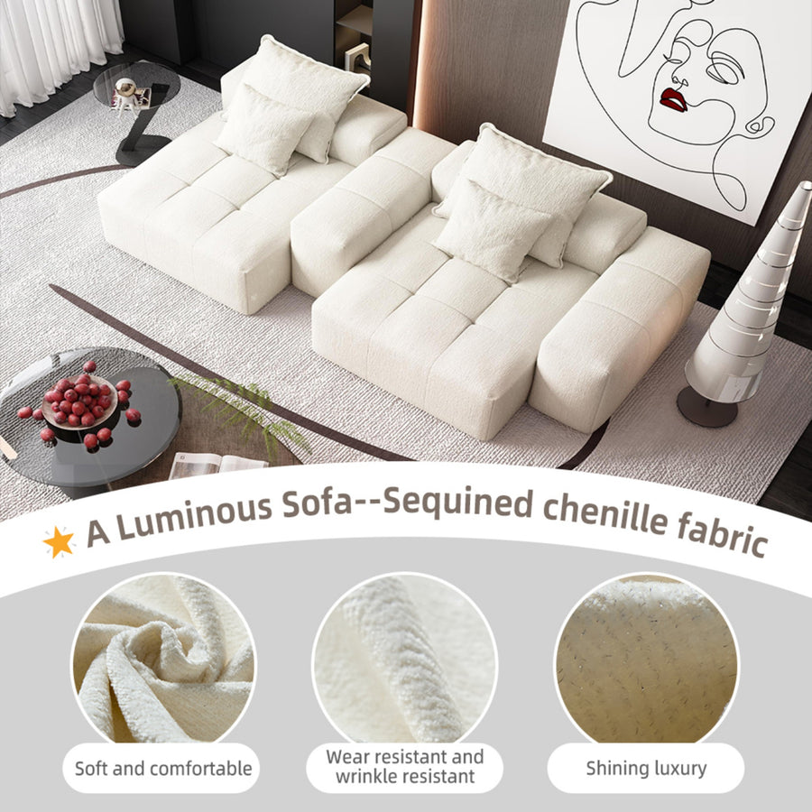Oatmeal-Beige-/-Chenille-Loveseat
